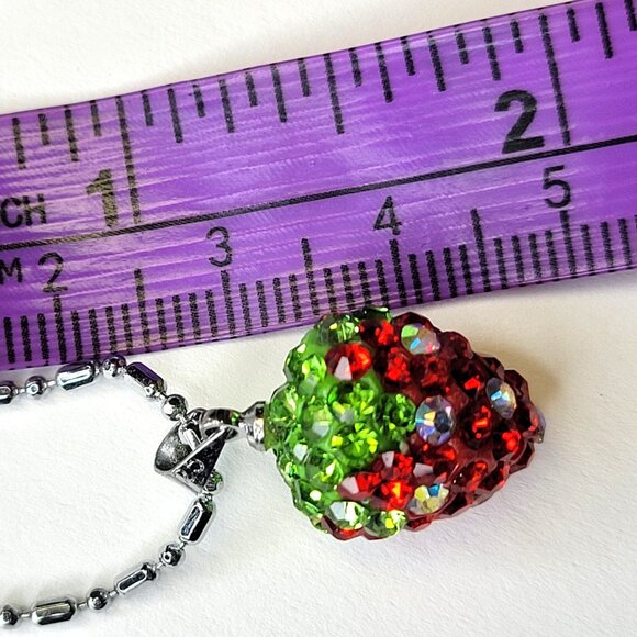 Kids, Teens Red Strawberry Pendant with Swaroski elements on a 18k Silver Chain - Picture 6 of 13